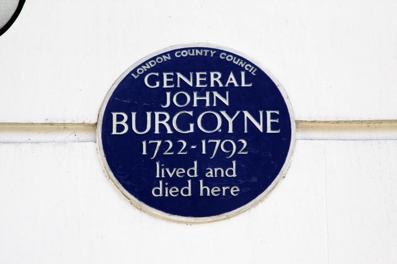 John Burgoyne Home plaque - London - History's Homes