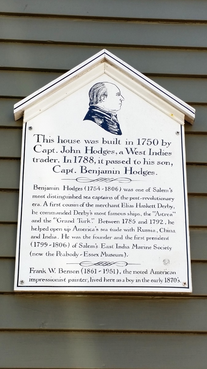Hodges House marker - Salem - History's Homes