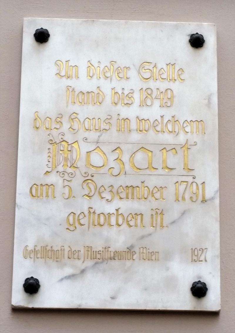 Mozart Death Site plaque - Vienna - History's Homes