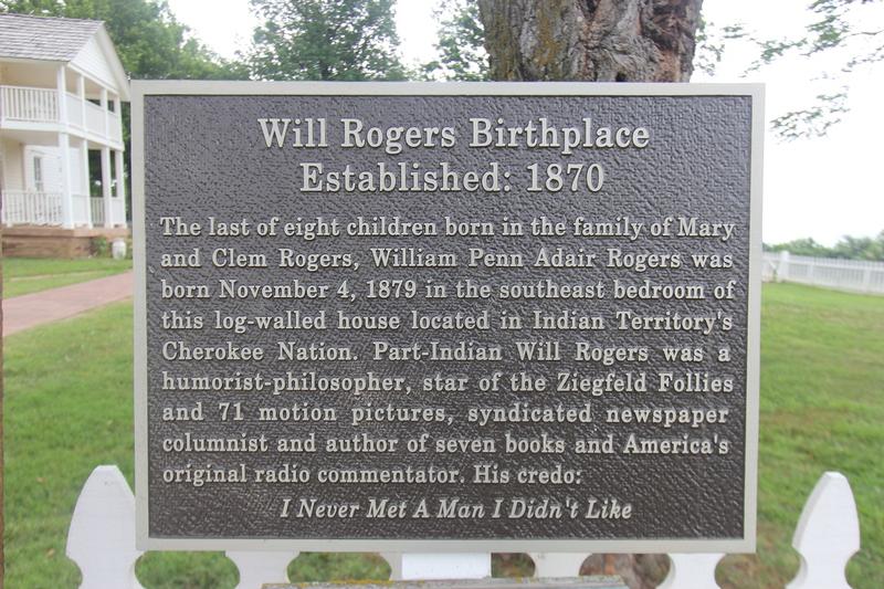 Wil lRogers Birthplace plaque - Oologah - History's Homes