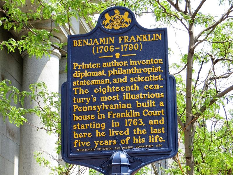 Benjamin Franklin marker - Philadelphia - History's Homes