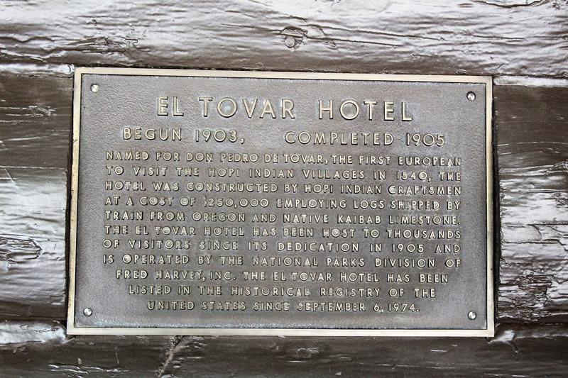 El Tovar Hotel plaque - Grand Canyon - History's Homes