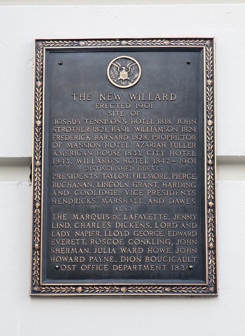 Willard Hotel plaque #2 - Washington, D.C. - History's Homes