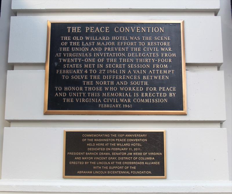 Willard Hotel Peace Convention plaque - Washington, D.C. - History's Homes