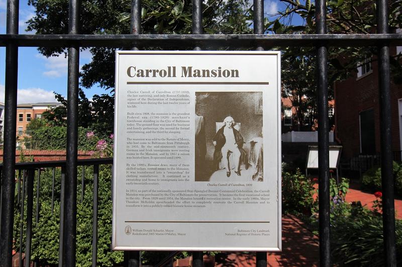 Carroll Mansion marker - Baltimore - History's Homes