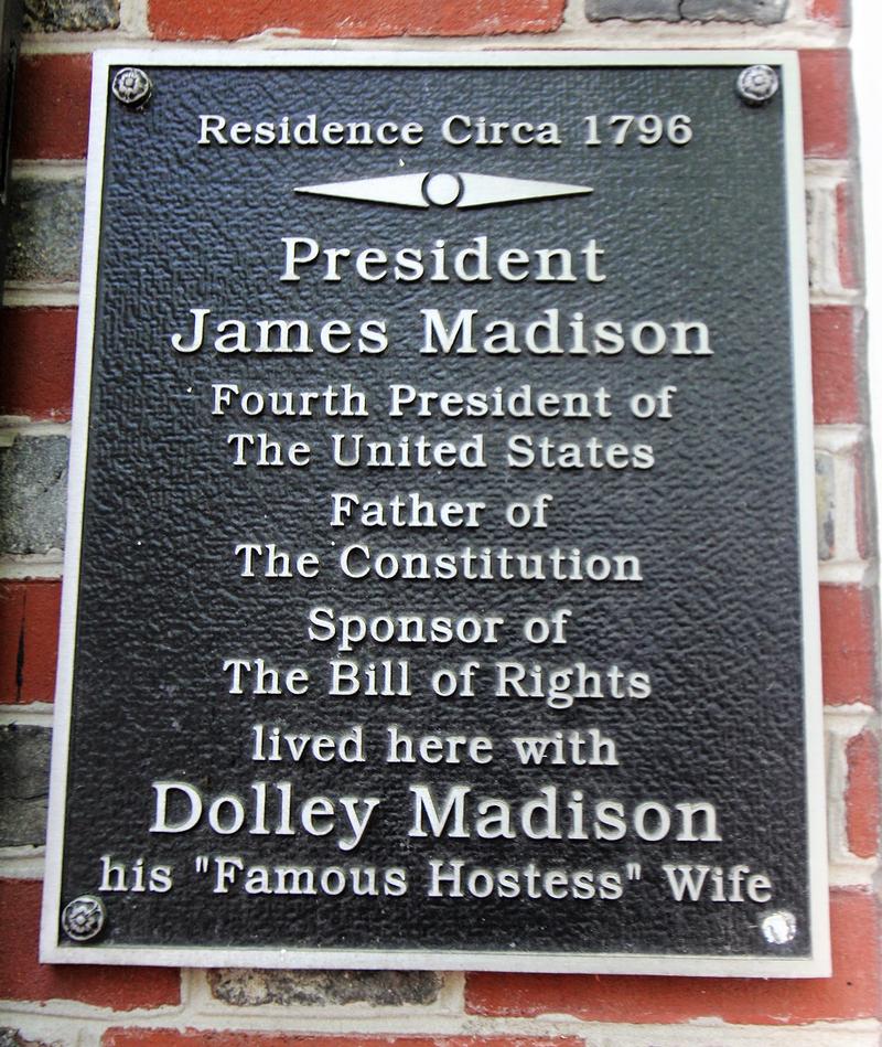 James Madison Home plaque - Philadelphia - History's Homes